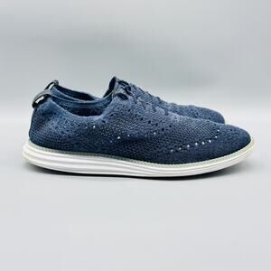 Cole Hann Shoes Mens 10 Navy Blue Knit Lightweight Lace Up Original Grand